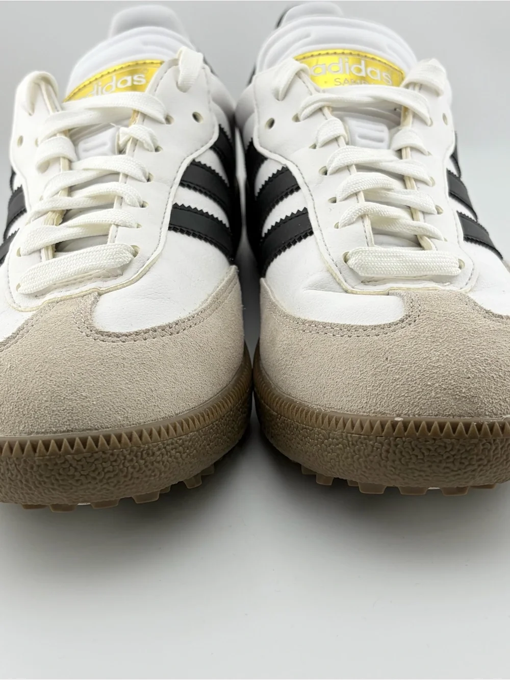 adidas Samba Spikeless Golf Shoes Mens 7 Classic White Black Stripes Gum Soles